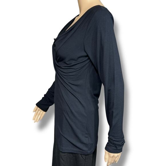 CAbi Womens Blouse Shirt Top Draped V Neck Twisted Bodice Long Sleeve Black Med - Picture 4 of 9